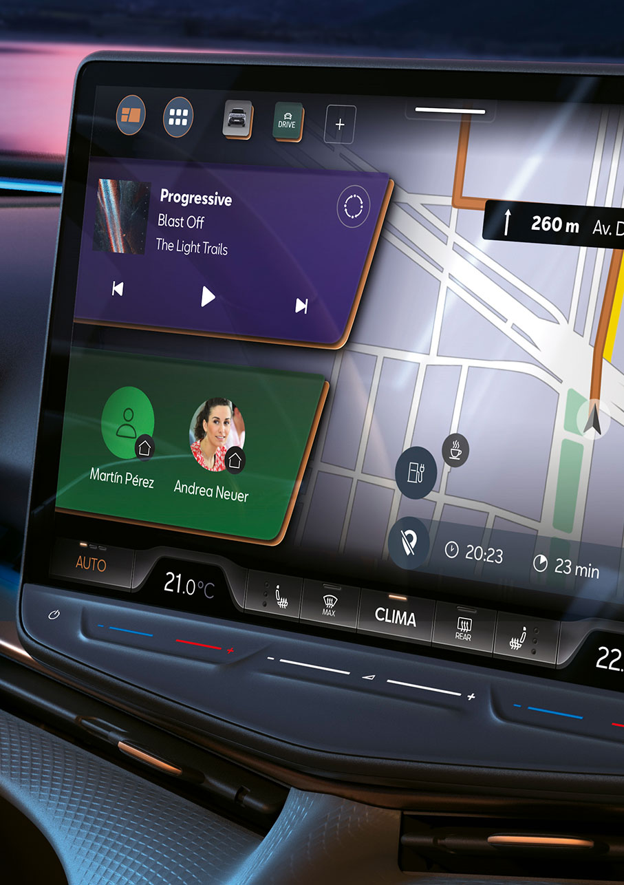 CUPRA Tavascan med infotainmentsystem med navigasjonskart
